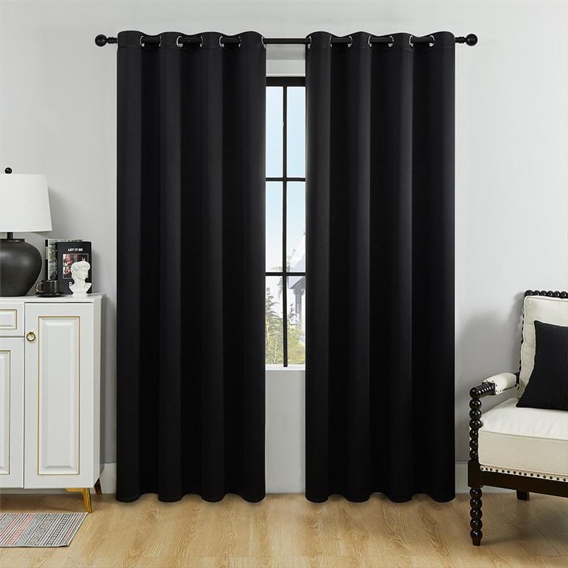 Moderne minimalistische Vorhänge Vollverdunkelung Sonnenschutz Vorhänge Energieeffiziente Fensterdekorationen für Schlafzimmer Wohnzimmer Heimdekor 132cm*137cm schwarz