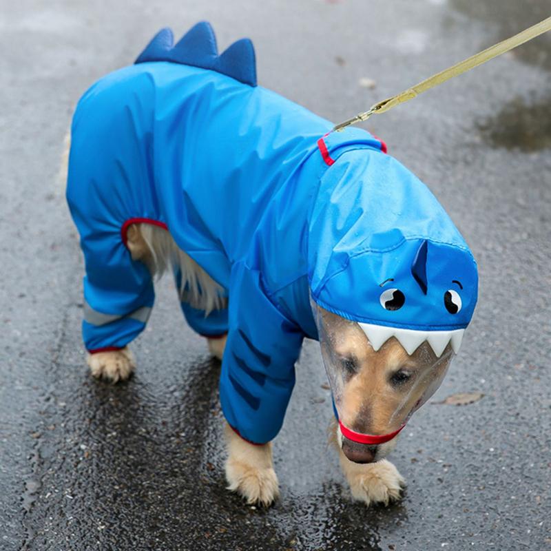 Haifischform Border Collie Regenmantel Großer Hund Regenponcho Husky Outdoor Vierbeiner Wasserdichte Kleidung (Blue,3XL)