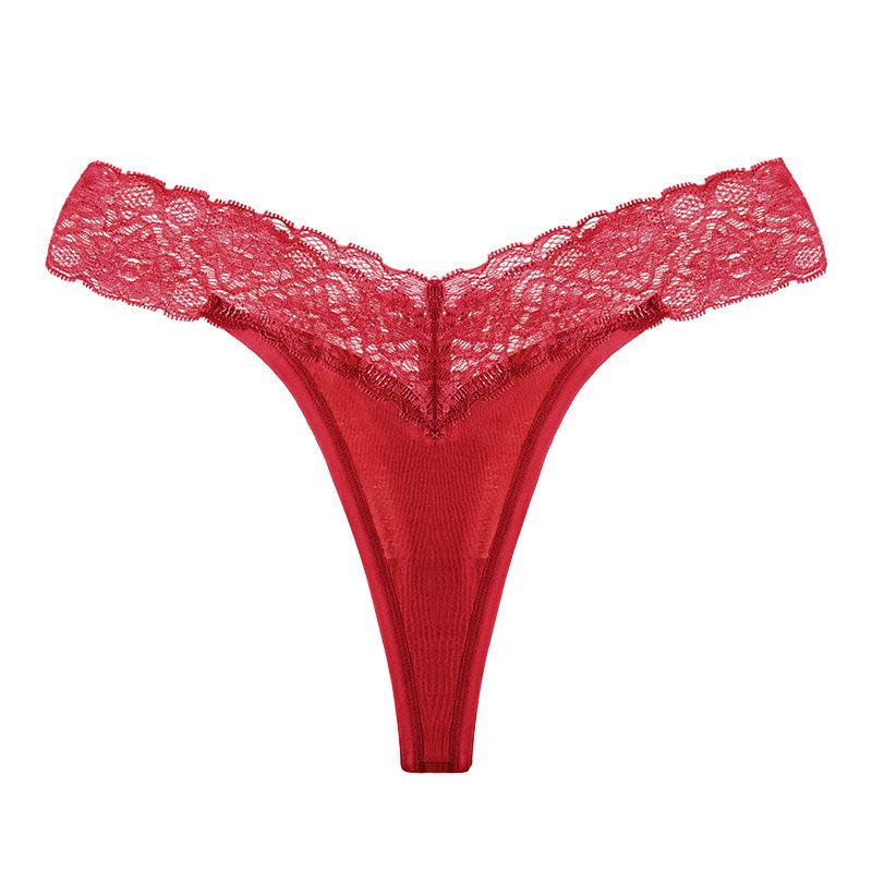Spicy Girl In Plus Size Low Waist Girl Lace Sexy Slips Tanga Sexy Leck Gesäß Tanga Damen Unterwäsche Höschen M bordeaux
