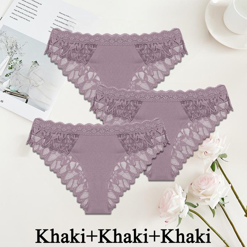 FINETOO 3 Teile/satz Frauen Sexy Spitzenhöschen Unterwäsche Exotische Slips Weibliche Unterhose Weiche Dessous Versuchung Stickerei Dessous XS&3pcs gray