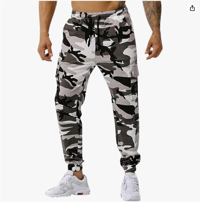 Herren Schnelltrocknende Jogginghose Herren Sporthose Herren Bodybuilding Joggerhose Laufhose Cargohose M grau/weiß