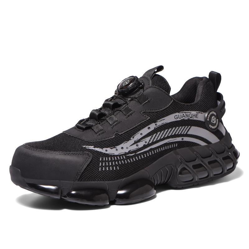 Sicherheitsschuhe Herren Damen Stahlkappe Arbeitsschuhe Leichte Drehknopf Anti-Smash Schutz Sneakers Arbeitssicherheitsstiefel 38 silber