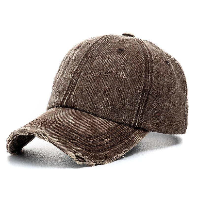 Neue Unisex Gewaschene Baumwolle Kappe Hohe Qualität Denim Plain Baseball Kappe Männer Frauen Einstellbar Casual Outdoor Streetwear Fashion Hut 56cm-60cm kaffeebraun