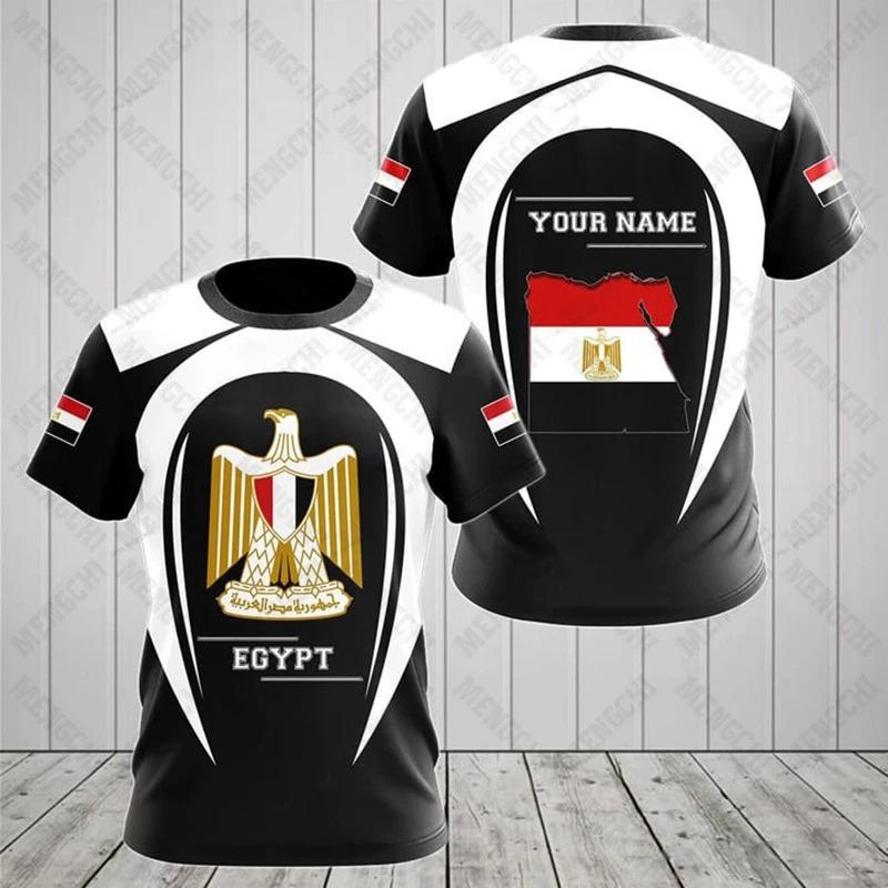 T-Shirt mit ägyptischer Flagge und Wappen, Grafik, Sommer, lässiger Pullover, Herrenmode, O-Ausschnitt, T-Shirts für Jungen, übergroße kurzärmelige Oberteile 2XL
