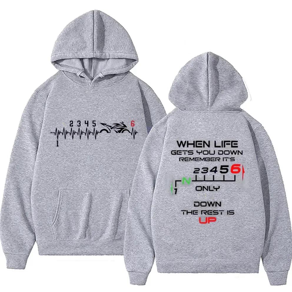1N23456 Motorrad Gang Biker Herzschlag Druck Herren Kapuzenpullover Herren Pullover Kleidung Übergroße Sweatshirts Grafik Damen Trainingsanzug M grau