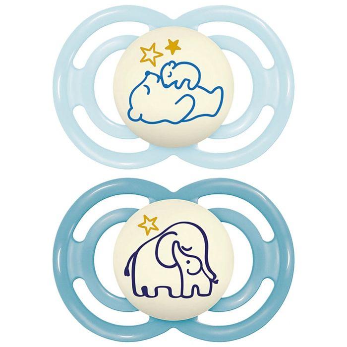 Schnuller-MAM Schnuller Perfect Nacht - 6+ Monate - Silikon - X2 (Modell : Bären und Elefanten)