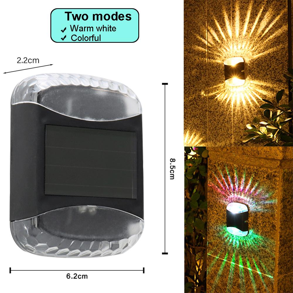 Neue Solar 4LED Schatten Wand Lampe Outdoor Garten Hof Dekoration Haushalt Nacht Lampe Wasserdichte Obere und Untere Leuchtende Dekorative wand Lampe A(Warm White+Colorful)