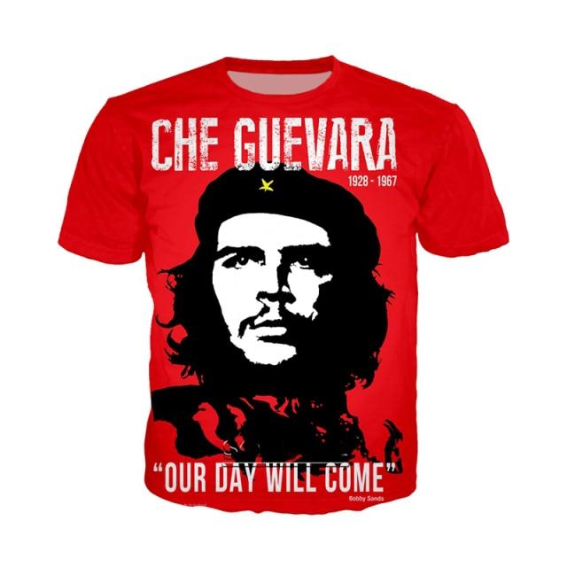 Che Guevara Graffiti T-Shirt Herren Damen Custom 3D Druck T-Shirt Sommer Anime Streetwear Lässiges Oversize T-Shirt Homme XXXL