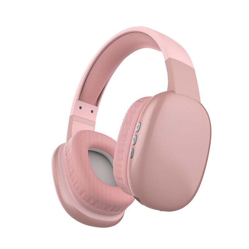 PG02 Kopfhörer Bluetooth Noise Cancelling Headset Kabellos HiFi Stereo TYPE-C Faltbarer Kopfhörer mit Mikrofon rosa