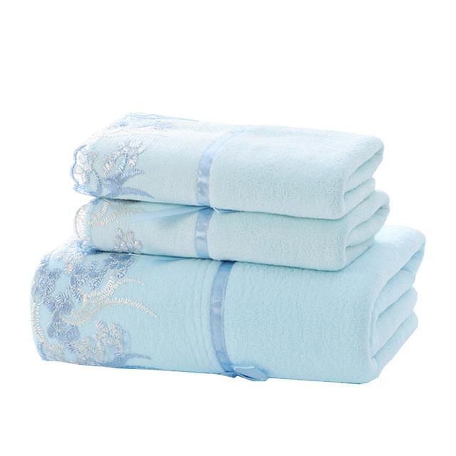 Mikrofaser-Handtuch-Set, luxuriöses, mit Spitze besticktes Badetuch, Geschenkset, Gesichtshandtuch, Badetuch, schnell trocknende Frotteehandtücher, Badezimmer, 1/3-teiliges Set 34x75cm 1 piece
