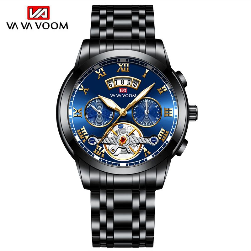 VA VA VOOM Top Marke Männer Quarzuhr Sport Herren Quarzuhren Wasserdichte Chronograph Armbanduhr Männer Relogio Masculino für männer Uhren schwarz/blau