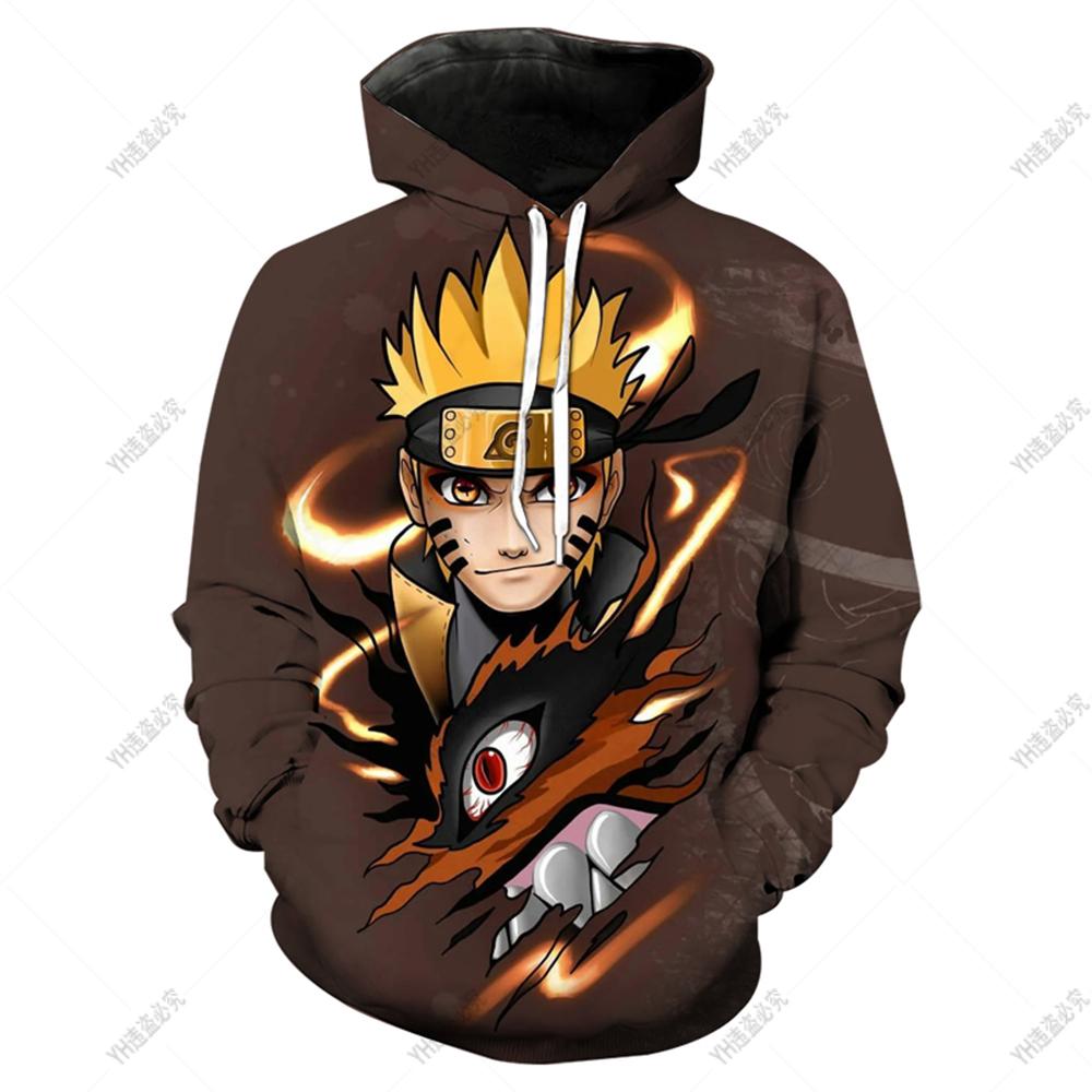 Naruto-Kapuzenpullover für Kinder, Kinderkleidung, langärmlige, lockere Kleidung, lässiges Oberteil, japanischer Anime, 3D-bedruckter Kapuzenpullover für Jungen und Mädchen 2XL black