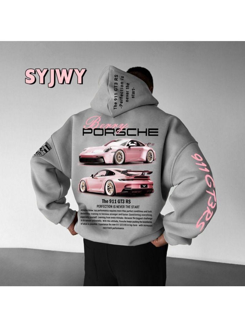 Traumauto Porsche Grafik Gedruckte Hoodies Herren Damen Streetwear Oversized Y2k Sweatshirt Hip Hop Harajuku Fleece Warm Damen Herren Kleidung XXXL schwarz