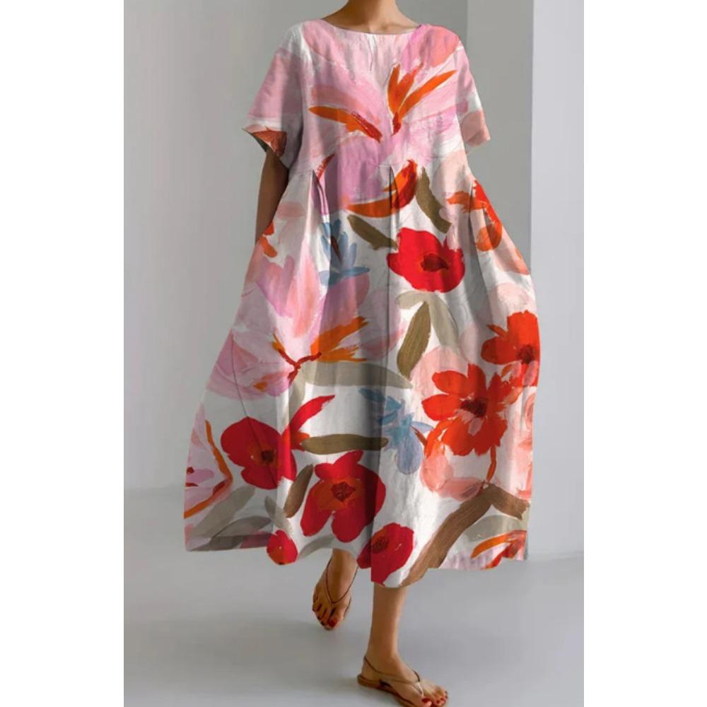 Damen Langkleid Frühling Herbst Sommer Rock Mode Lässig Damen Kleider mit großem Saum Übergröße S-5XL Lange Kleider L