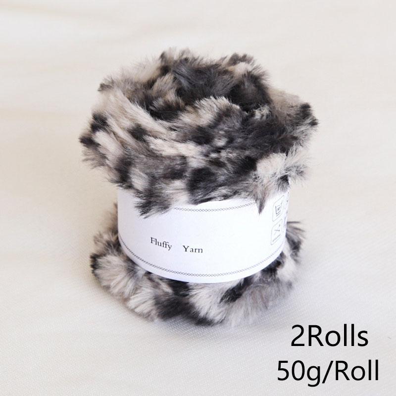 50g/Rolle Wollgarn Handstrickgarn Bunt Häkeln Gewebt Flauschiges Nerzgarn Häkelpullover Kunstfellschal Babykleidung 2pcs
