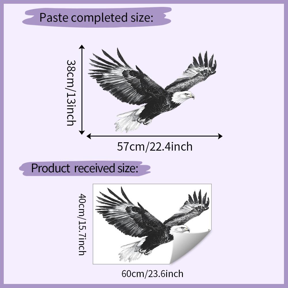Aufsteigende Schwarz-Weiß-Adler Wandaufkleber, Selbstklebende Dekoration für Schlafzimmer Wohnzimmer Eingangsbereich Studentenwohnheim Dekoration 40x60CM bunt