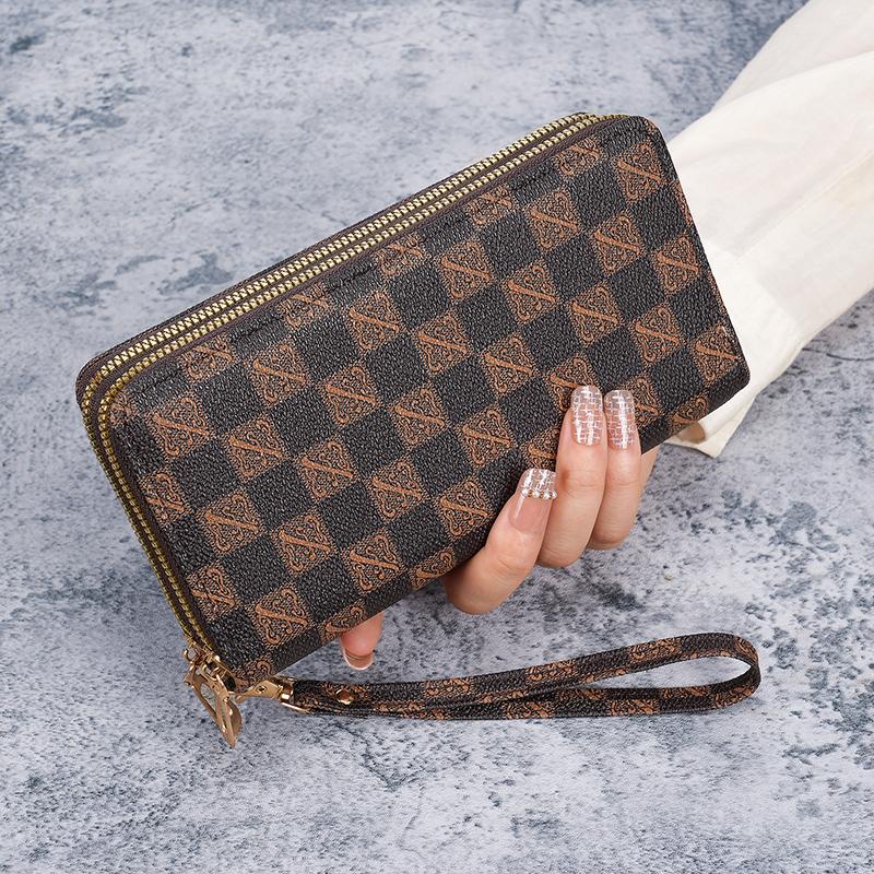 Brieftasche weibliche lange große kapazität geldbörse doppel-reißverschluss frauen kupplung tasche multifunktionale handy tasche geldbörse tasche fe gray