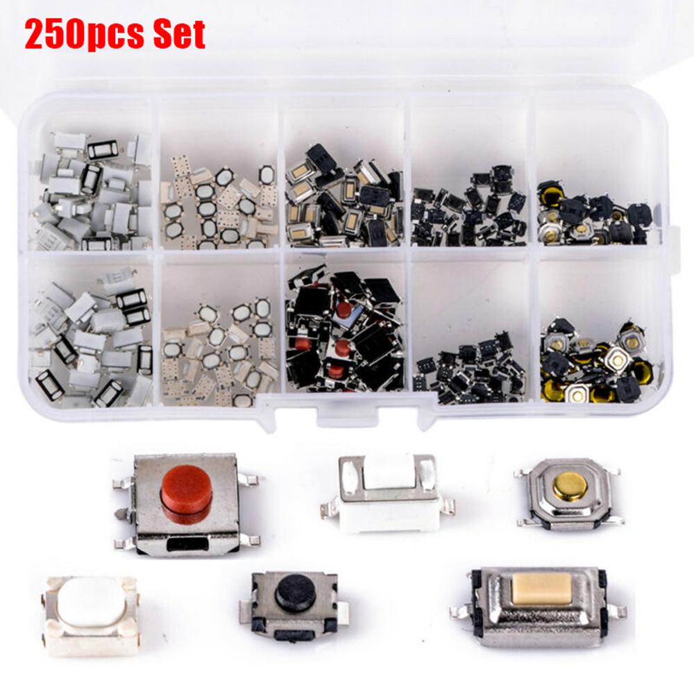 250 Stück 10 Arten Tact Tactile Push Button Micro Switch Car Remote Key Microswitch