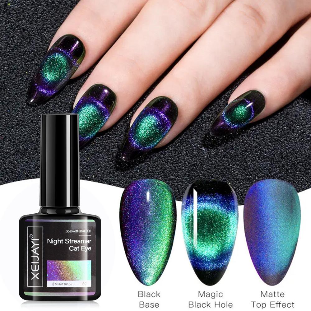 1 Jar 9D Kristall-Katzenaugen-Magnet-Gel-Nagellack, funkelnder Glitter, UV-Soak-Off-Gel-Lack, magnetischer Gel-Lack für die Maniküre, Nr. 5 ml