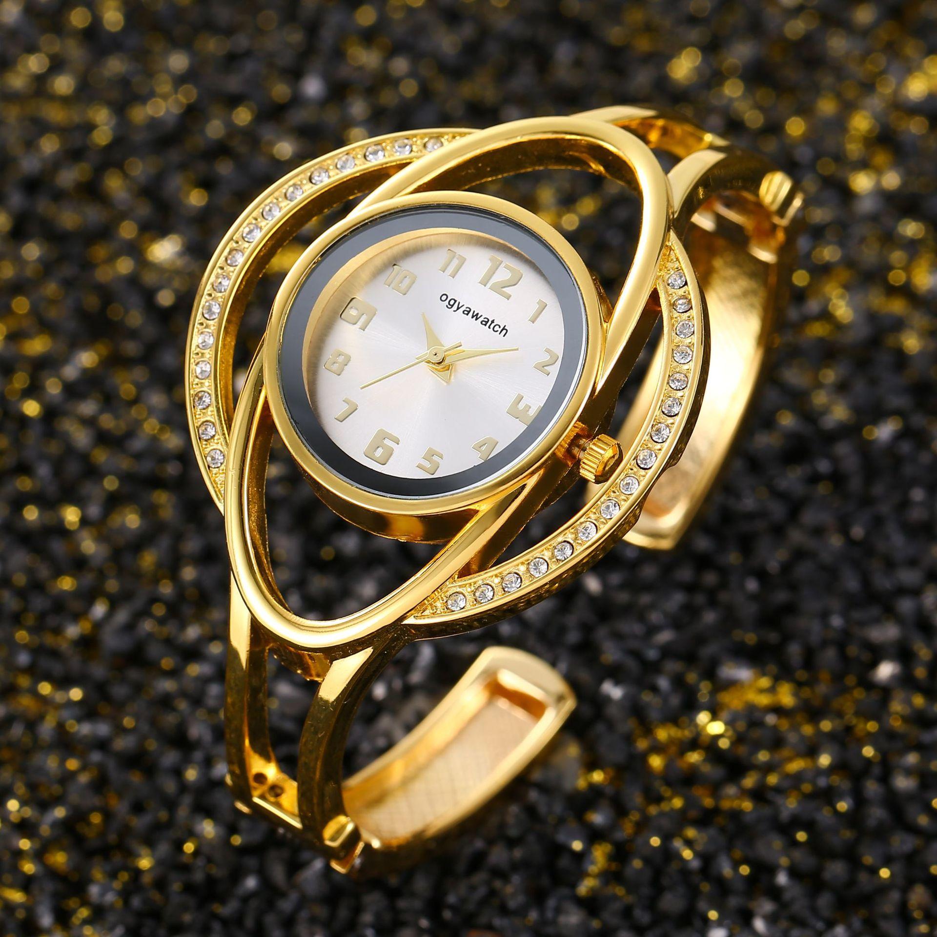 Neue Damenuhr Leichter Luxus Metallarmbanduhr Gold Vielseitig Trendig Damenmode Quarz Armbanduhren