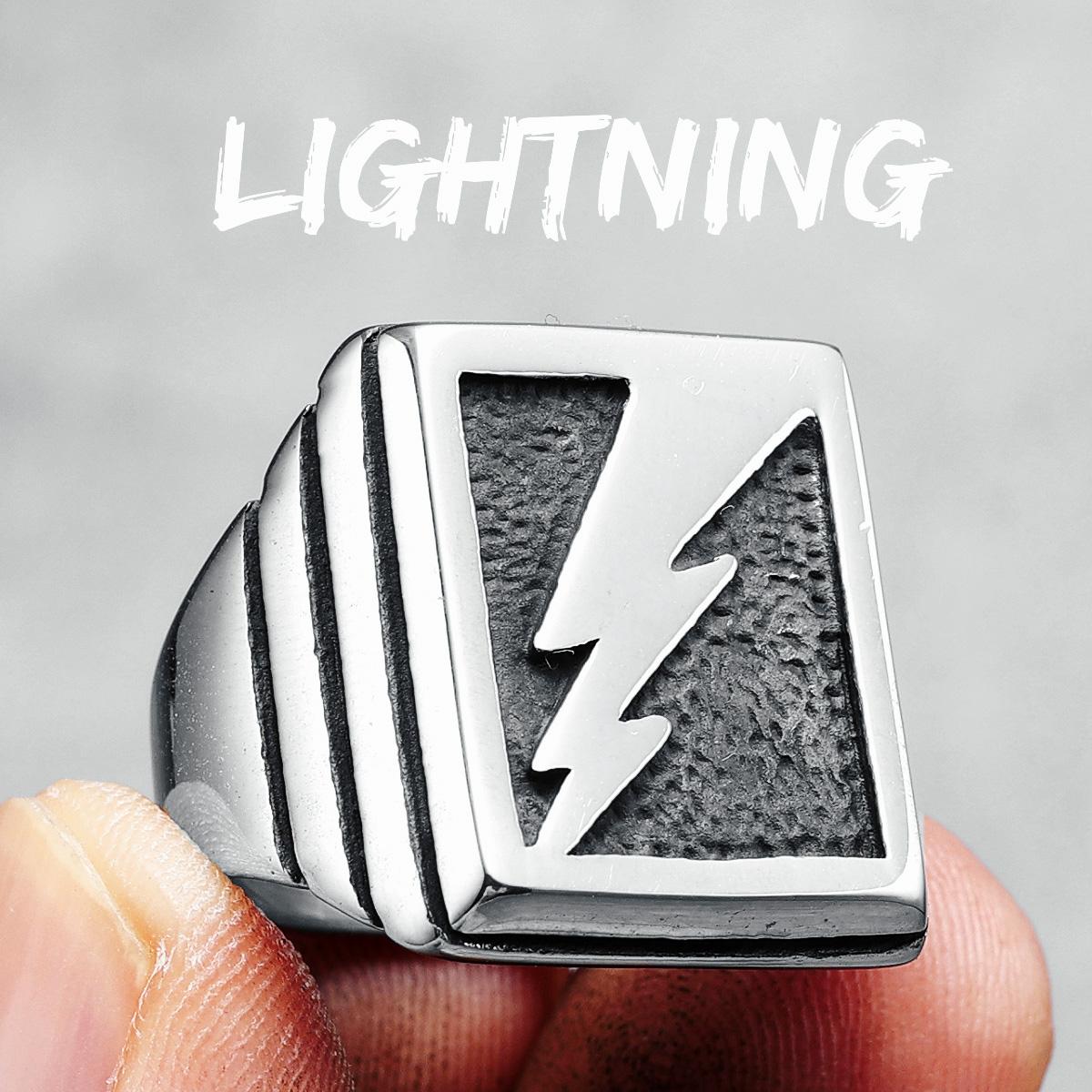 Goldener Blitz Herrenringe 316L Edelstahl Einfacher Ring Punk Rock Party für Freund Paar Schmuck Bestes Geschenk Dropshipping 9 white
