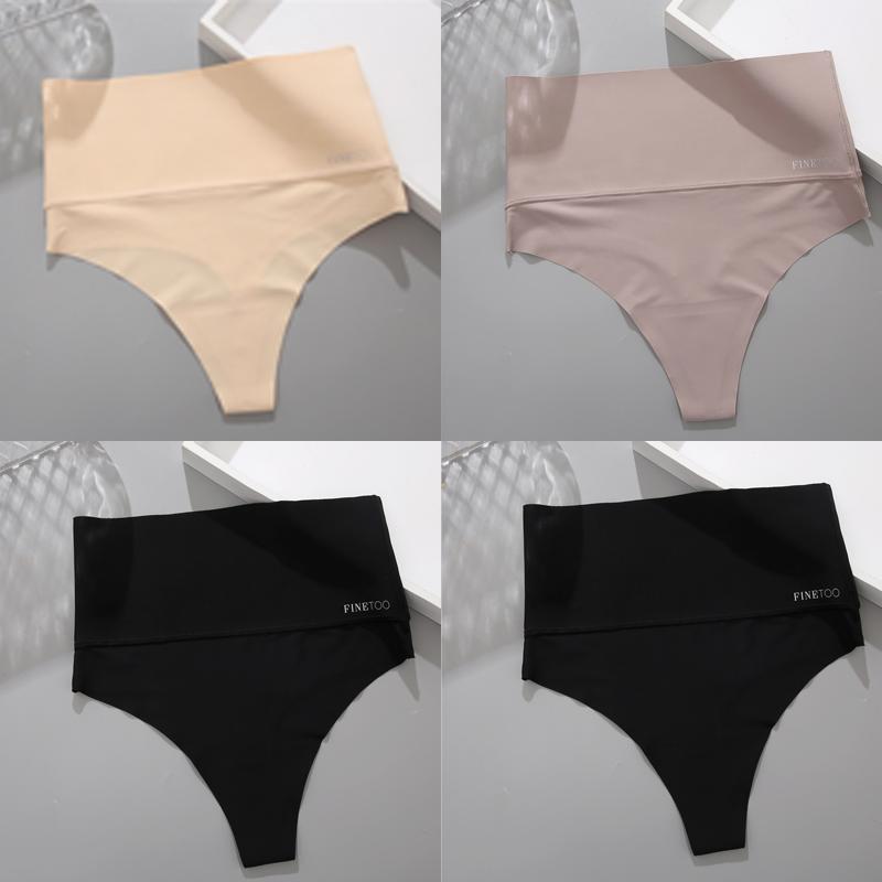 FINETOO 4 Stück Intimwäsche Dessous Shapewear Slips Bodyshaper Hohe Taille Nahtloser Tanga Damen Slips Unterwäsche Antibakteriell Weiblich S&SET gray