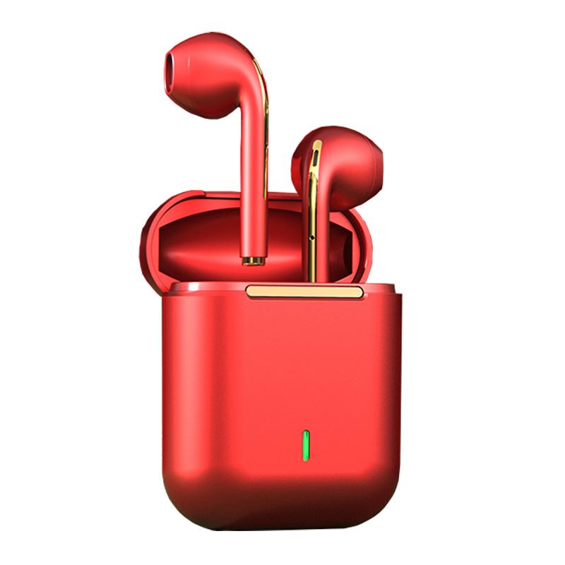 J18 Drahtlose Bluetooth-Kopfhörer In-Ear-Stereo-Kopfhörer Freihändiger Sport-Ohrhörer Gaming-Musik-Ohrhörer für Android IOS rot