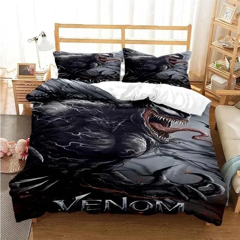 Venoms Bettwäsche-Set, Bettbezug, Bettset, Bettbezug, Kissenbezug, Bettdecke, Kingsize-Bett, Queensize-Bett, Jungen, Erwachsene EU SuperKing 260x220