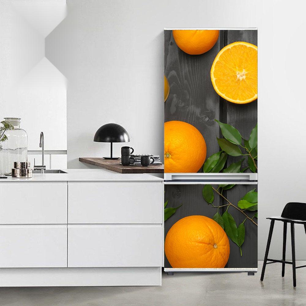Kühlschrankaufkleber mit Früchten, Kühlschrankabdeckung, Tür, Landschaft, Pflanze, Meer, Vinyl, selbstklebend, Küchenmöbel, Dekor, Wrap, Gefrierschrankaufkleber, DIY 40x120cm