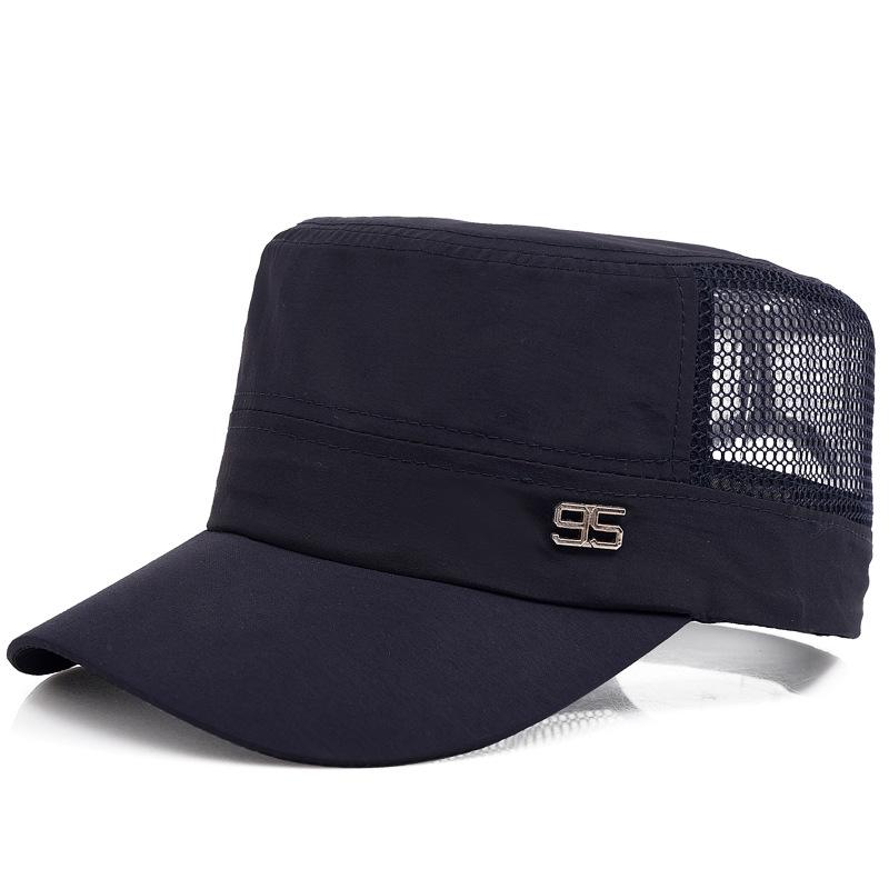 [NORTHWOOD] Sommer-Flat-Top-Caps für Herren, Mesh-Army-Caps, Sonnenblenden, Papa-Hüte, Sommer-Trucker-Cap 56-60cm blau