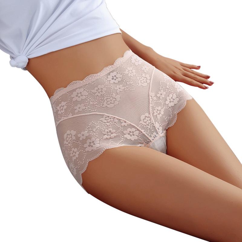 Dame Hohe Taille Dünne Underpanties Frauen Spitzenhöschen Sexy Transparent Unterwäsche Hüfte Heben Dessous Slips Unterwäsche XL khaki