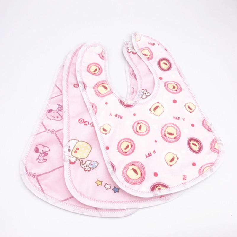 3PcBaby Lätzchen Bandana Wasserdichte Baumwolle Babadores Rülpsen Speichel Handtuch Cartoon Jungen Mädchen Zubehör rosa