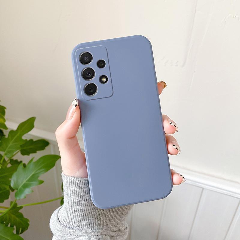 Candy Color Matte Silikon Quadrat Kamera Schutz Rückseite Hülle für Samsung Galaxy A52 A72 A32 4G 5G S22 Ultra Note 20 A13 A33 A53 A73 A22 A12 A51 Samsung Note 20 grau