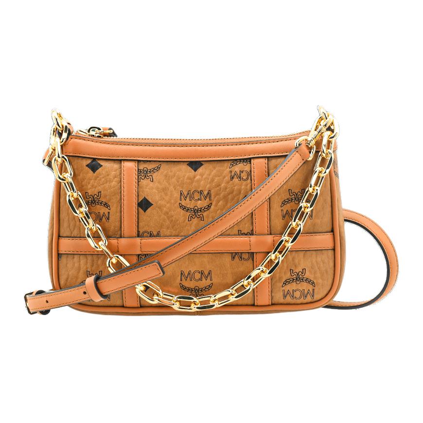 MCM Delmy Visetos Monogramm Kette Schultertasche Mini Damen Schultertasche Cognac MWSBAER01CO001 Basic Set (Bag+Dust Bag)