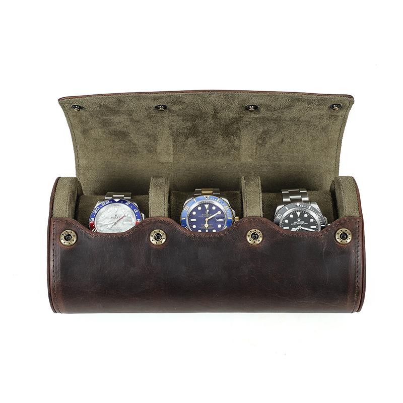 CONTACT'S Echte Leder Herren Uhrenetui Luxus Designer 1/2/3/4 Fächer Eiförmige Uhrenbox Damen Uhren Reise Uhrentaschen 3 Slot gray