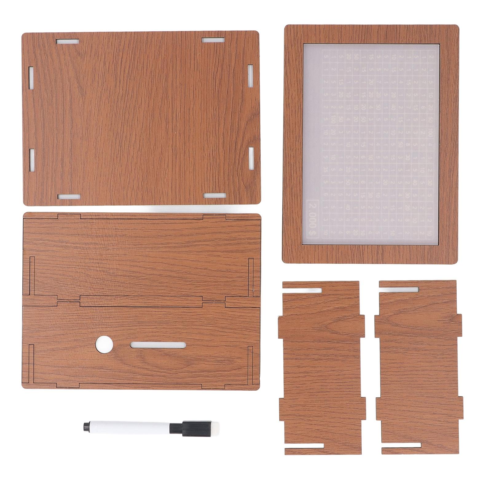 Spardose aus Holz mit Zielzahlen Überprüfen Sparzielerreichung Countdown Spardose 2000 Dollars