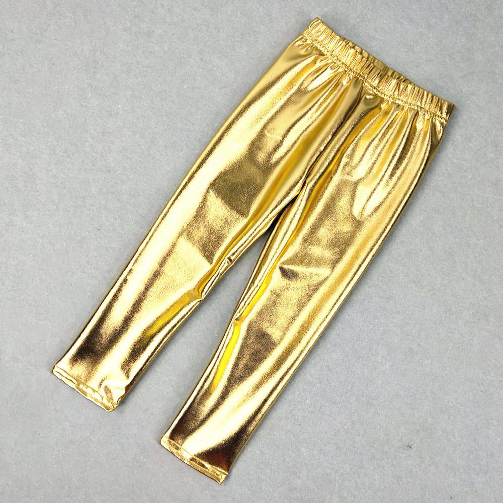 Gold Silber Kinder Hosen Mädchen Frühling Herbst Kinder Elastische Kunstleder Leggings Dünne Bleistift Hosen Mädchen Leggings 100 gold