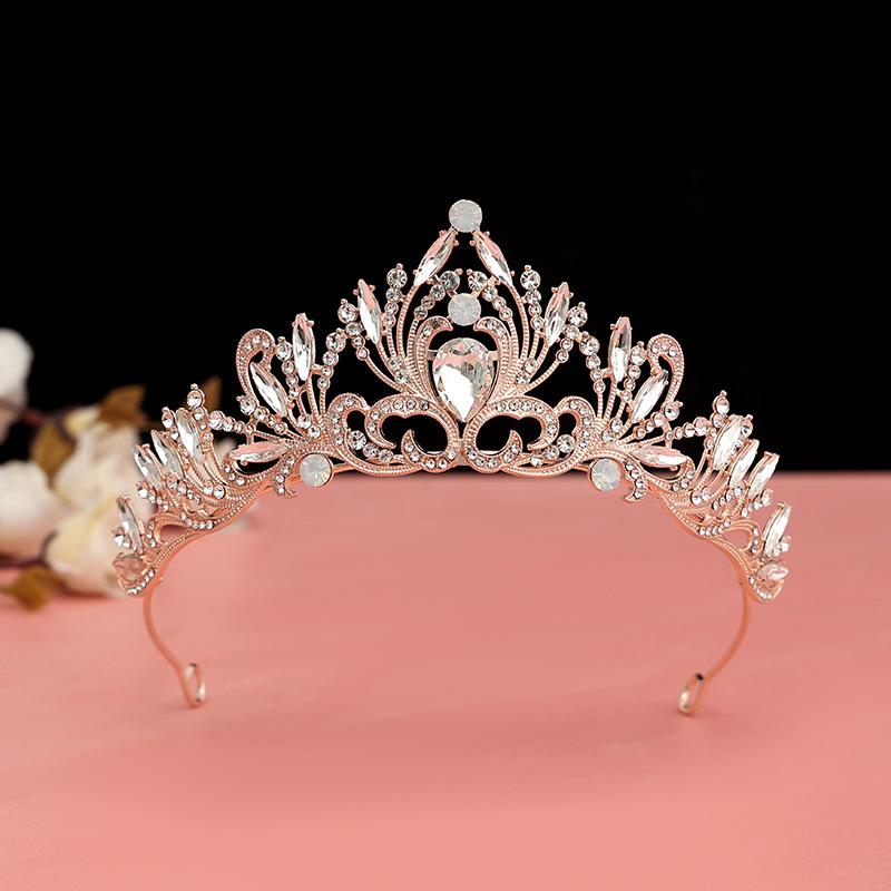 Barock Retro Schwarz Luxus Krone Braut Tiara Hochzeitskleid Geburtstag Königin Krone Kuchenkrone gray