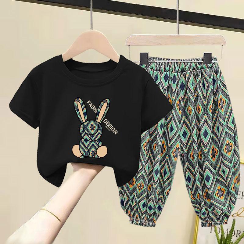 Kinder Kleidung Sets Jungen Mädchen Sommer Mutter Kinder Kleidung Baumwolle T-shirt Kurzen Ärmeln Hosen 2 stücke Anzug Baby Kleidung 100 schwarz