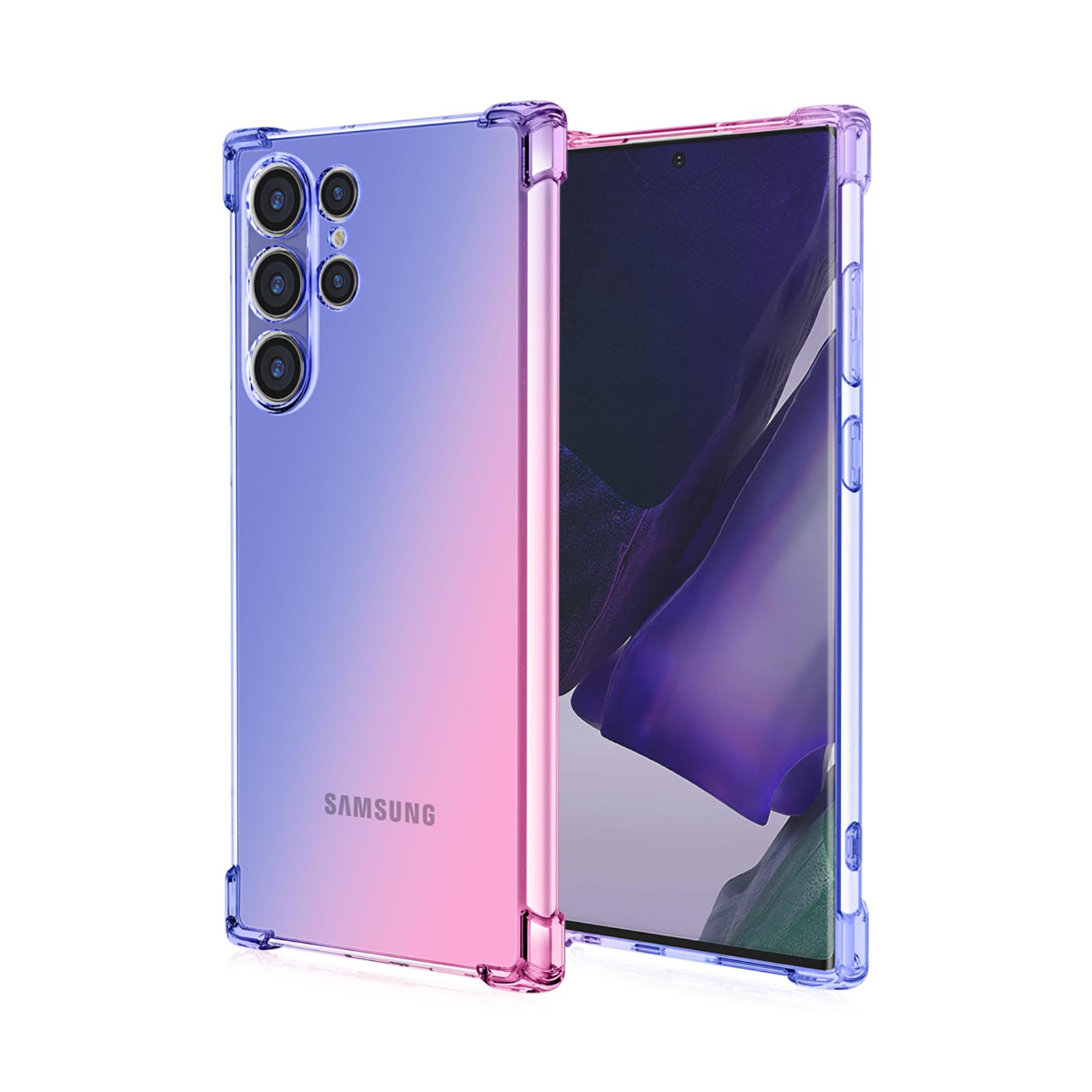 Klare, süße Handyhülle mit Farbverlauf, schlanke, kratzfeste, flexible TPU-Abdeckung, stoßfeste Schutzhülle für Samsung Galaxy S22 5G, S23 FE, S24 Ultra, S23+ Samsung Galaxy S24 blau/rosa