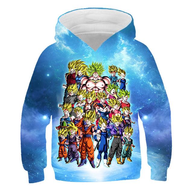 2025 Dragon Ball Z Kapuzenpullover Kinder Goku Sweatshirts Baby Jungen Kleidung für Herbst Neue Kinderbekleidung Kinder Kapuzenpullover Vegeta 3D Sweatshirt 5-6 Years blue