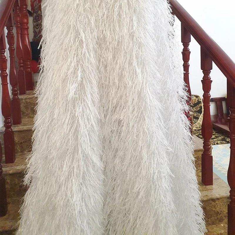140x90cm Silber Grau Weich Haut Designer Maßgeschneidert Künstliche Feder Stoff Brautkleid Kleidung Kostüme DIY Material 140x90cm white