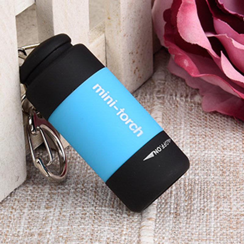 1pc Outdoor Sport Camping Wasserdichte Mini LED Licht USB Aufladbare Taschenlampe Lampe Tasche Schlüsselbund USB Aufladbare Tasche Schlüsselbund Taschenlampe himmelblaue