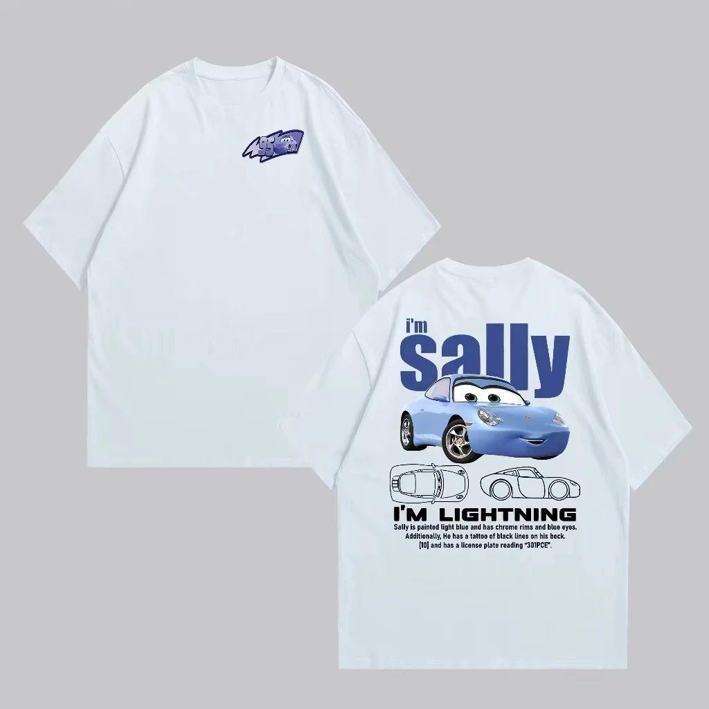 Neue Lightning McQueen und Sally Print Partner T-Shirts McQueen und Sally Reine Baumwolle Kurzarm Herren und Damen XXXXL