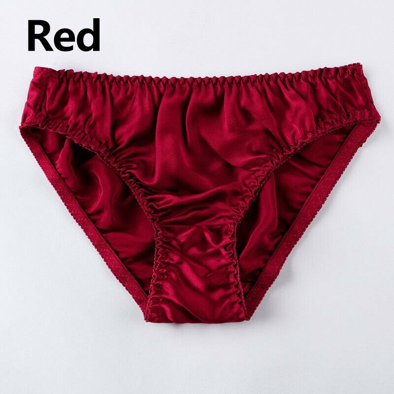 Rosa Höschen für Damen, Dessous, weiche Seide, Unterwäsche, Schlüpfer, Unterwäsche XXL rot