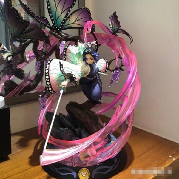 Dämon Slayer Kochou Shinobu Anime Figur Spielzeug 36 cm PVC Action Figure Spielzeug Kochou Shinobu Sammlung Modell Puppe Geschenk hellrosa