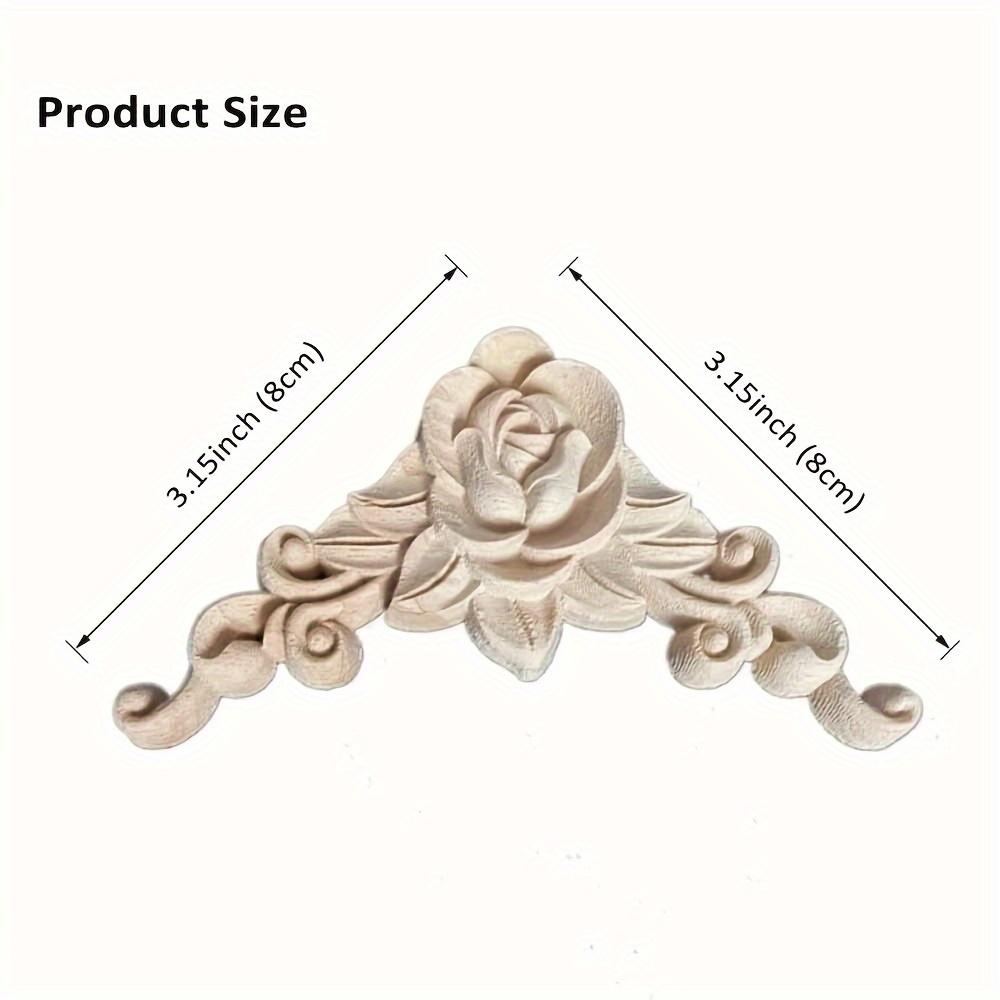 20 Stück unbehandelte Holz-Applikationen mit Rosenschnitzerei, dekorative quadratische Eckstücke, 8 x 8 cm, für selbstgemachte Möbel, Kleiderschränke und Schrankdekoration. 3.15×3.15inch