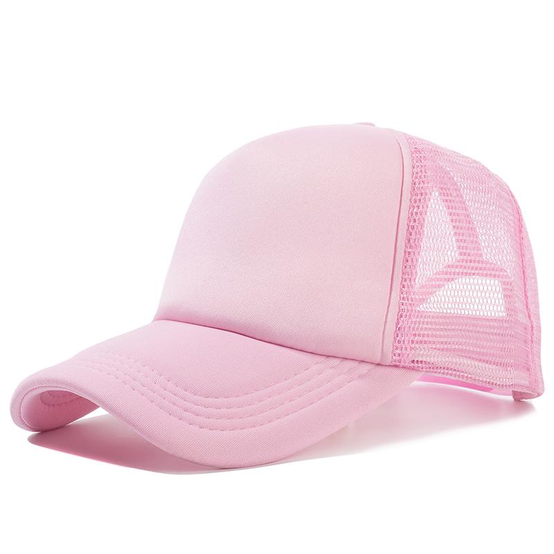 Unisex-Kappe, lässig, einfarbig, Mesh-Baseballkappe, verstellbare Snapback-Hüte für Damen und Herren, Hip-Hop-Trucker-Kappe 54cm-60cm rosa