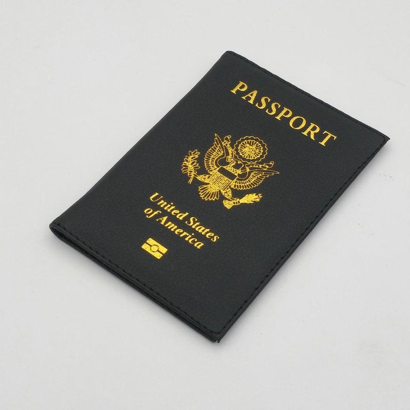 Personalisierte Leder USA Passhülle Personalisierter Reisepasshalter Amerikanische Geldbörse Hüllen für Reisepässe Mädchen Amerika schwarz