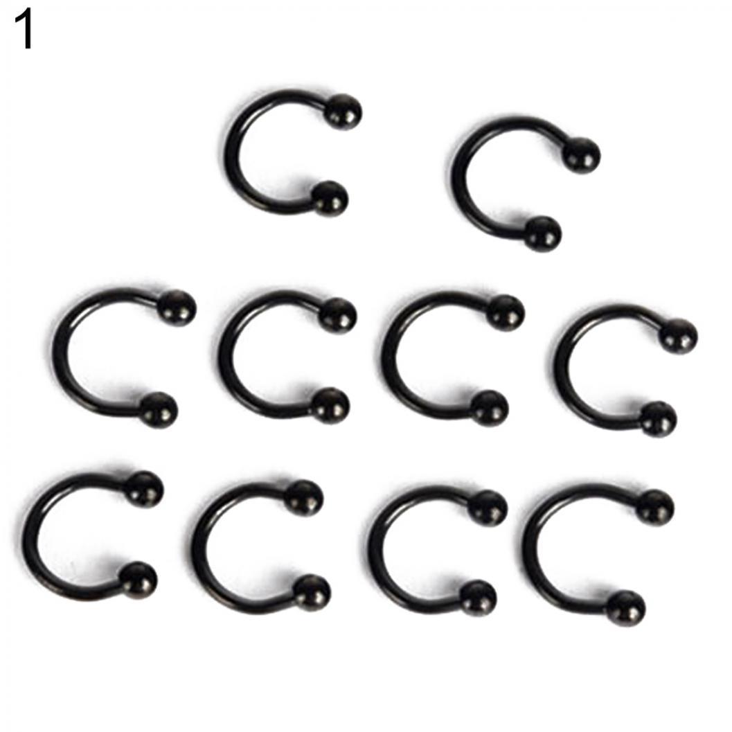 10 Stück Edelstahl Hufeisen Bar Lippe Nase Septum Ohrring Ohrstecker Body Piercing 8 mm schwarz